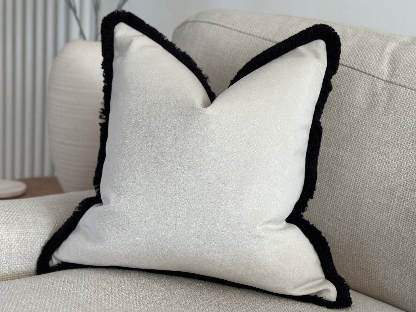 IVORY & BLACK | Velvet Cushion Cover