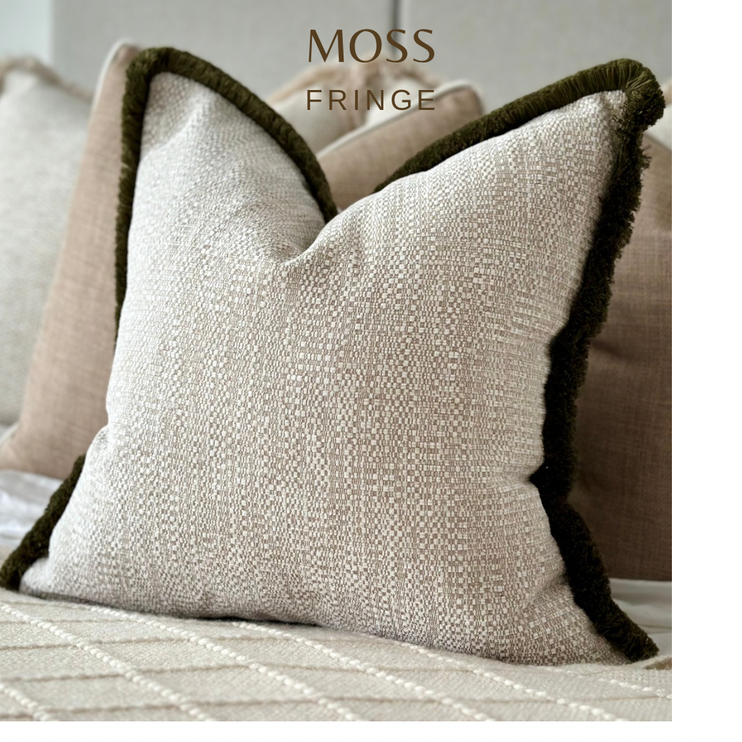 TEXTURED BEIGE | Fringe Cushion