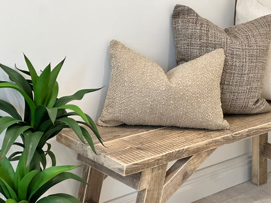 Beige boucle rectangle cushion