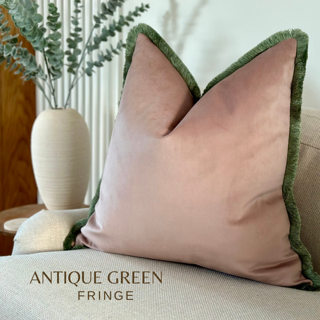 BLUSH VELVET | Fringe Cushion