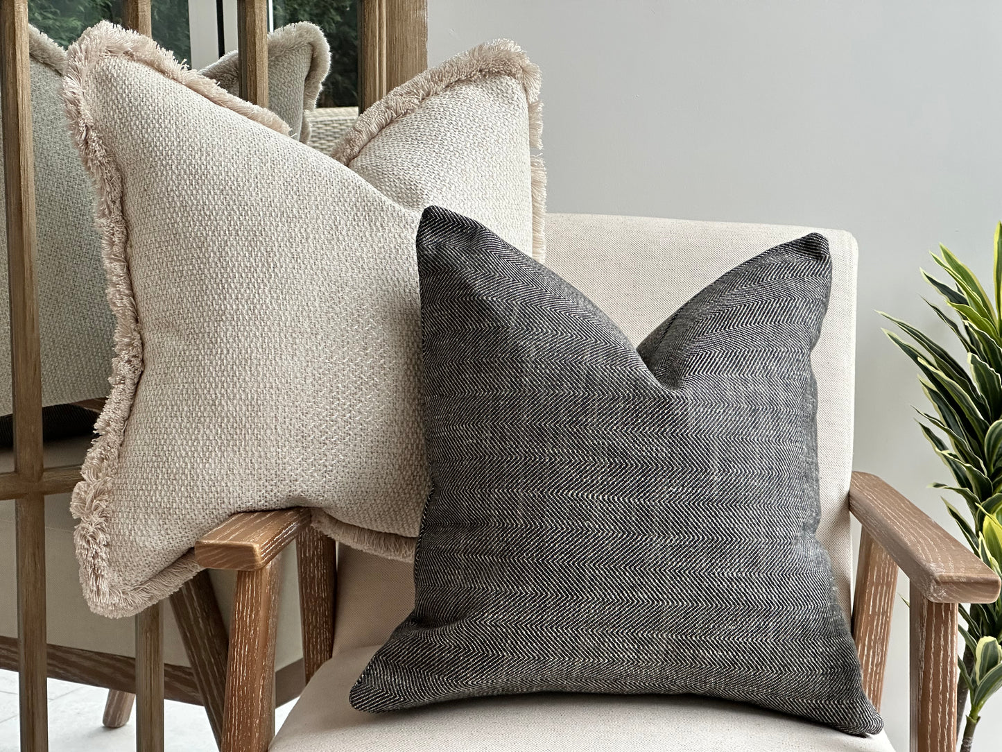 Black herringbone cushion cover
