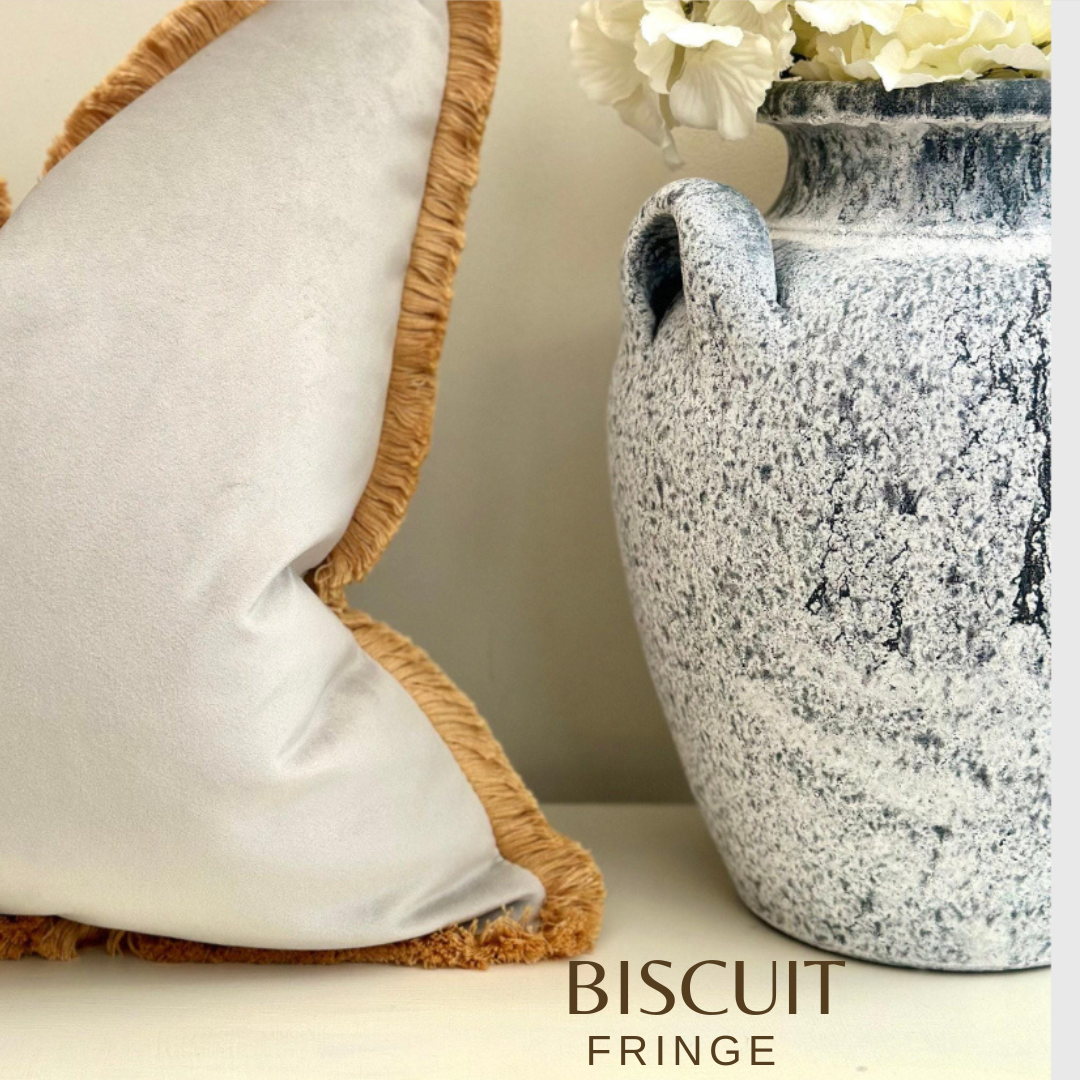 SILVER GREY | Fringe Cushion