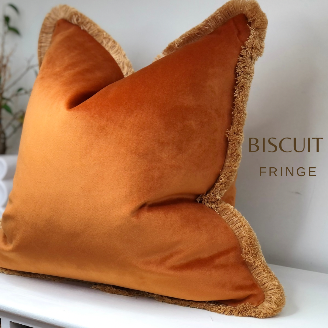 ORANGE VELVET | Fringe Cushion