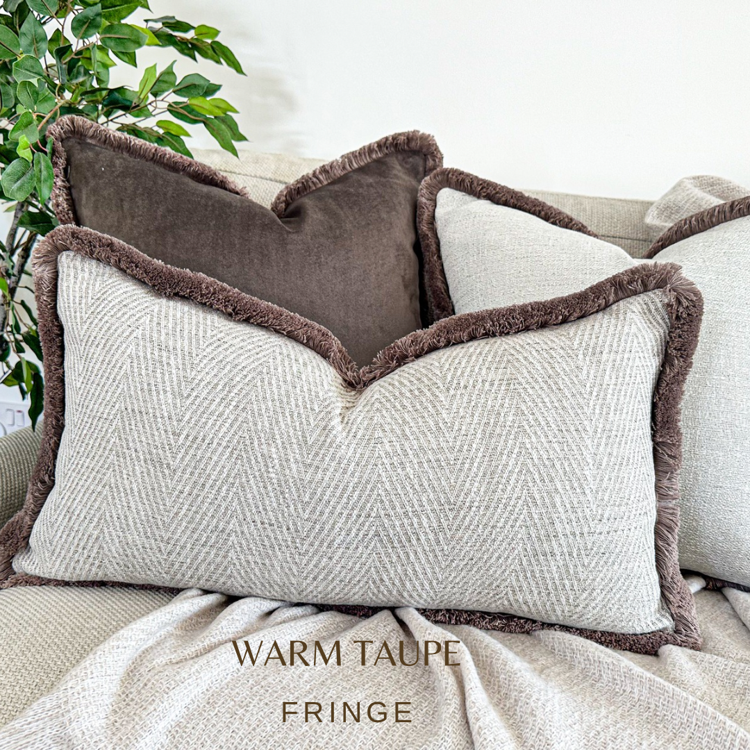 HERRINGBONE NATURAL | Fringe Cushion