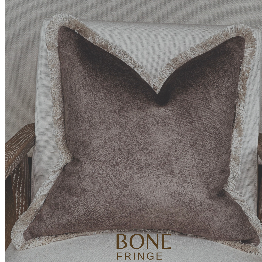 MOCHA | Textured look mocha cushion - Fringed or Piped