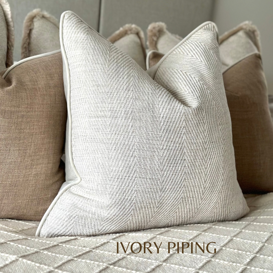 HERRINGBONE NATURAL | Piped Cushion