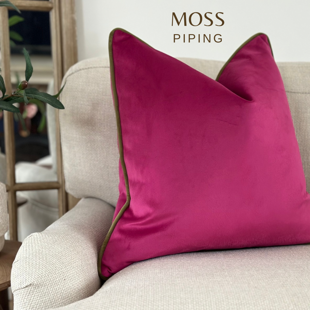 CERISE VELVET | Piped Cushion