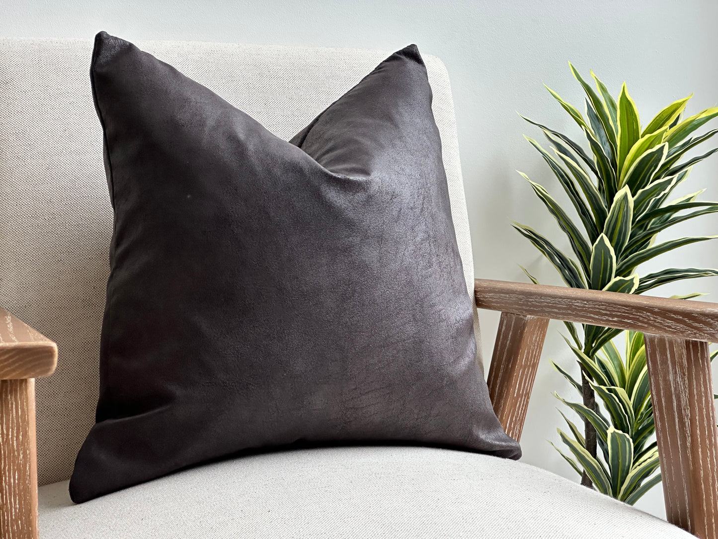 SMOKED CHARCOAL | Faux Leather Cushion