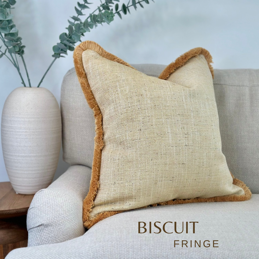 OCHRE | Yellow textured cushion - Fringed or piped