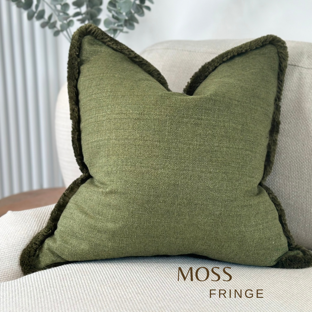 FERN | Green cushion - Fringed or piped