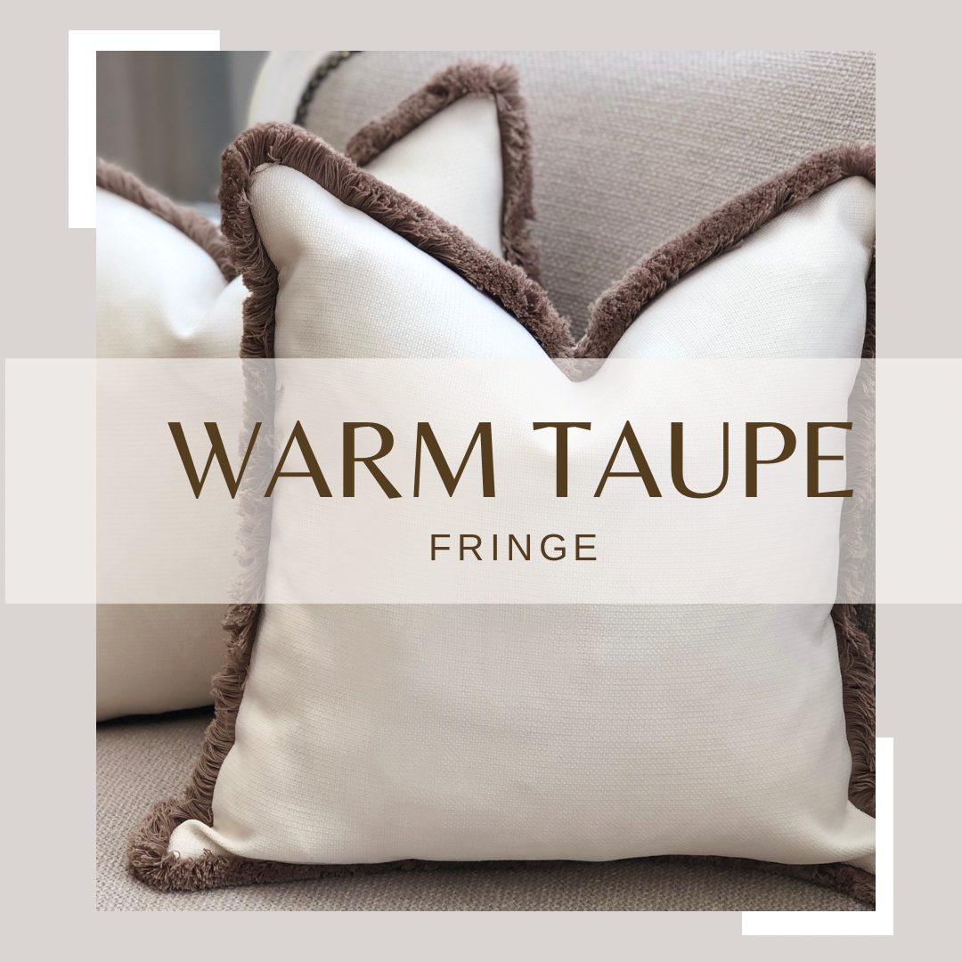 Neutral fringed cushion - LIGHT CREAM