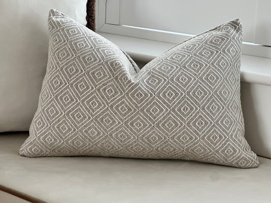 Neutral Geometric cushion. Cosy natural home decor.