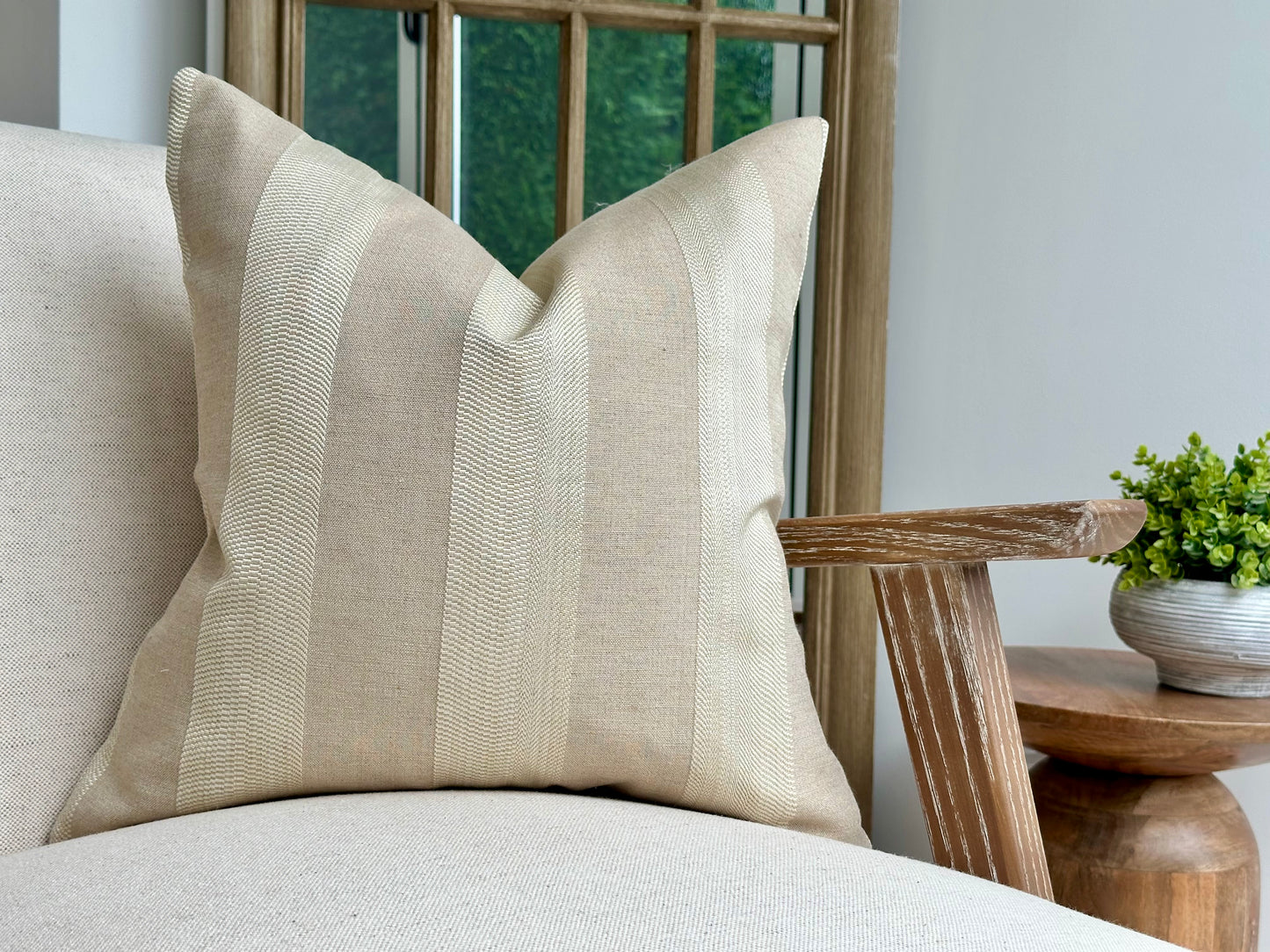 Cream Stripe Cushion Cover - Last 1