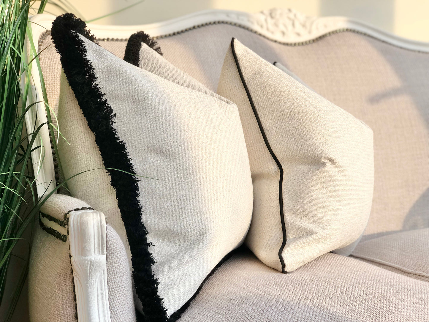 CHALK | Textured Ivory Cushion with piping
