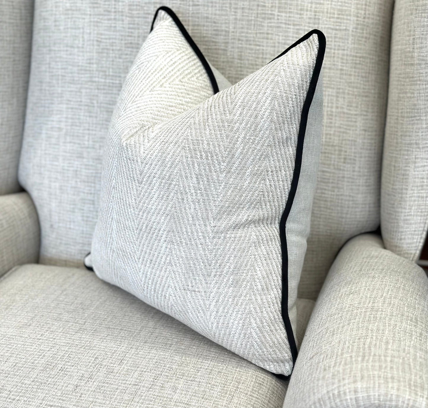 natural herringbone cushion