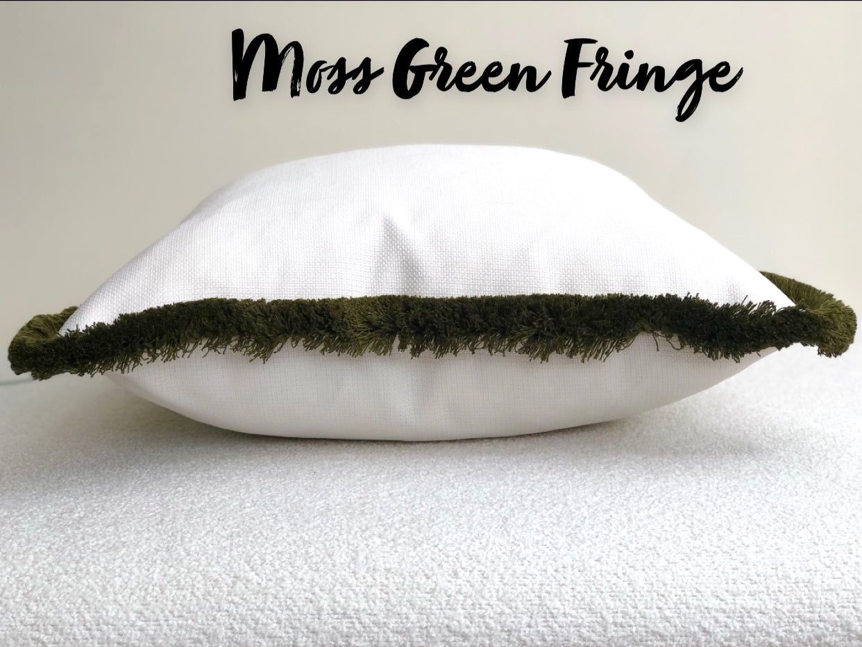 Neutral fringed cushion - LIGHT CREAM