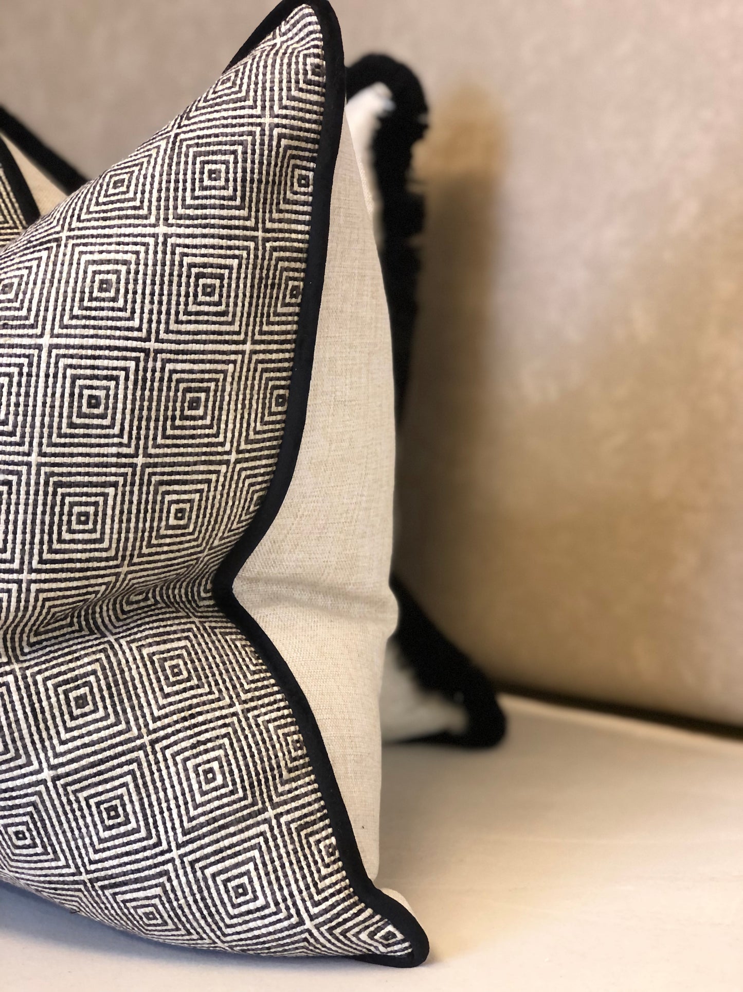 NEW ENGLAND NOIR | Fringe or Piped Cushion