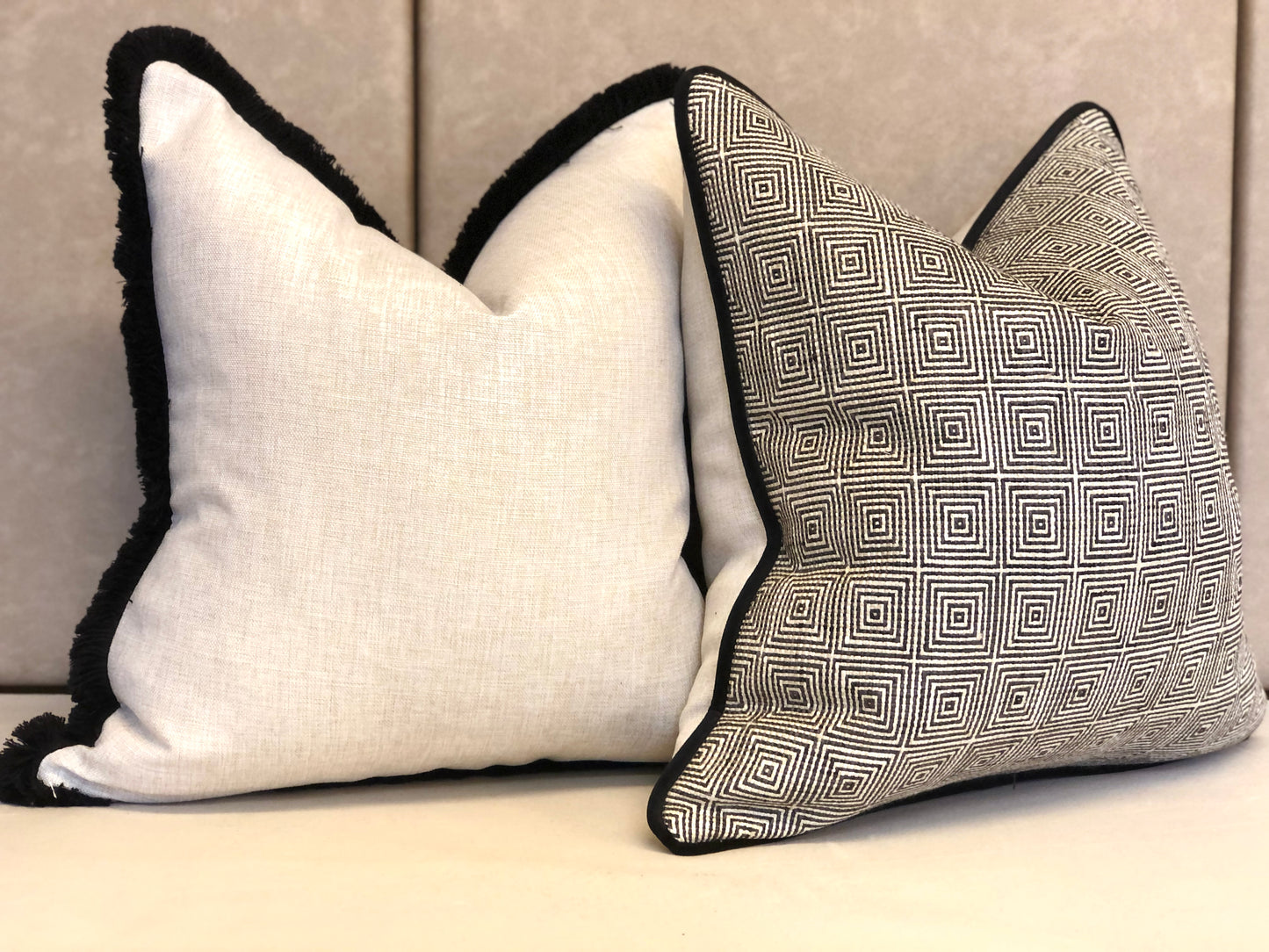 NEW ENGLAND NOIR | Fringe or Piped Cushion