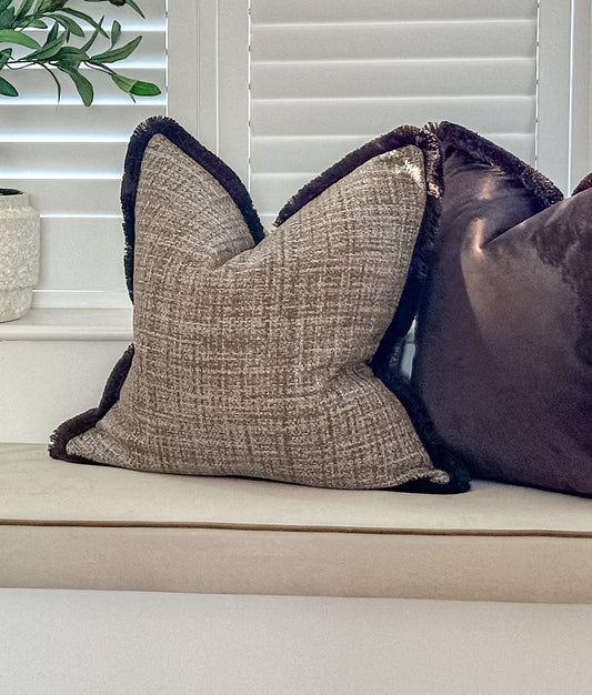 Brown textured cushion | BALMORAL