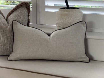 Neutral modern farmhouse style lumbar pillow.