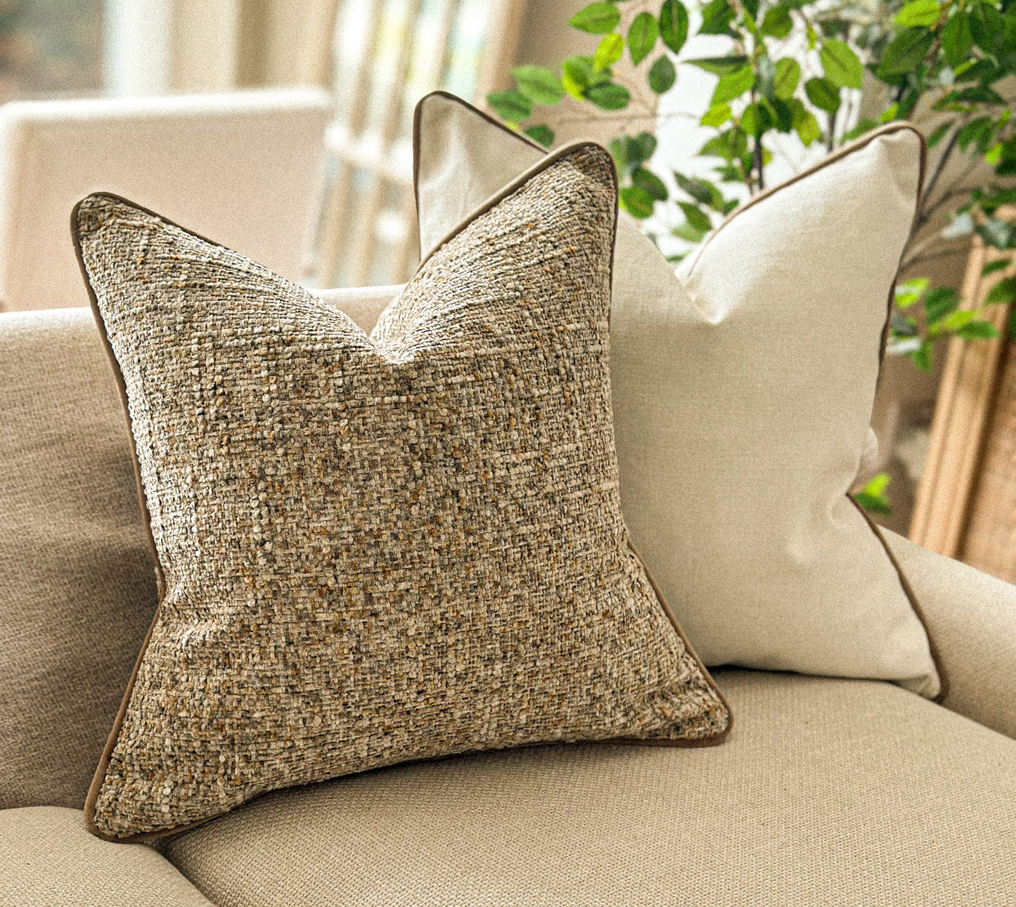 ENCHANTED - WOODLAND | Textured Cushion: Fringed & Piped