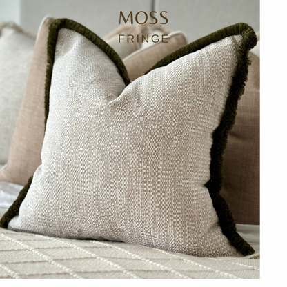 TEXTURED BEIGE | Fringe Cushion