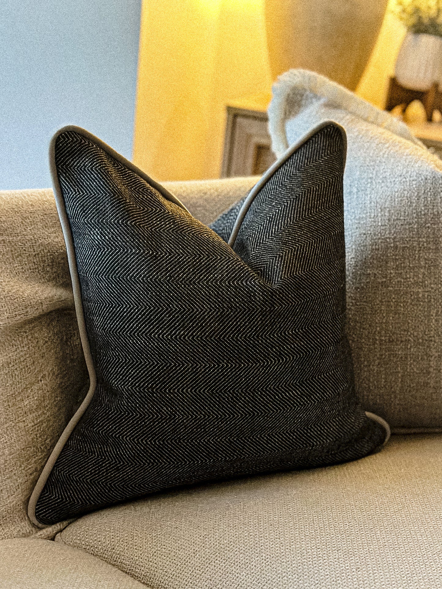 ARROW | Black Herringbone Cushion