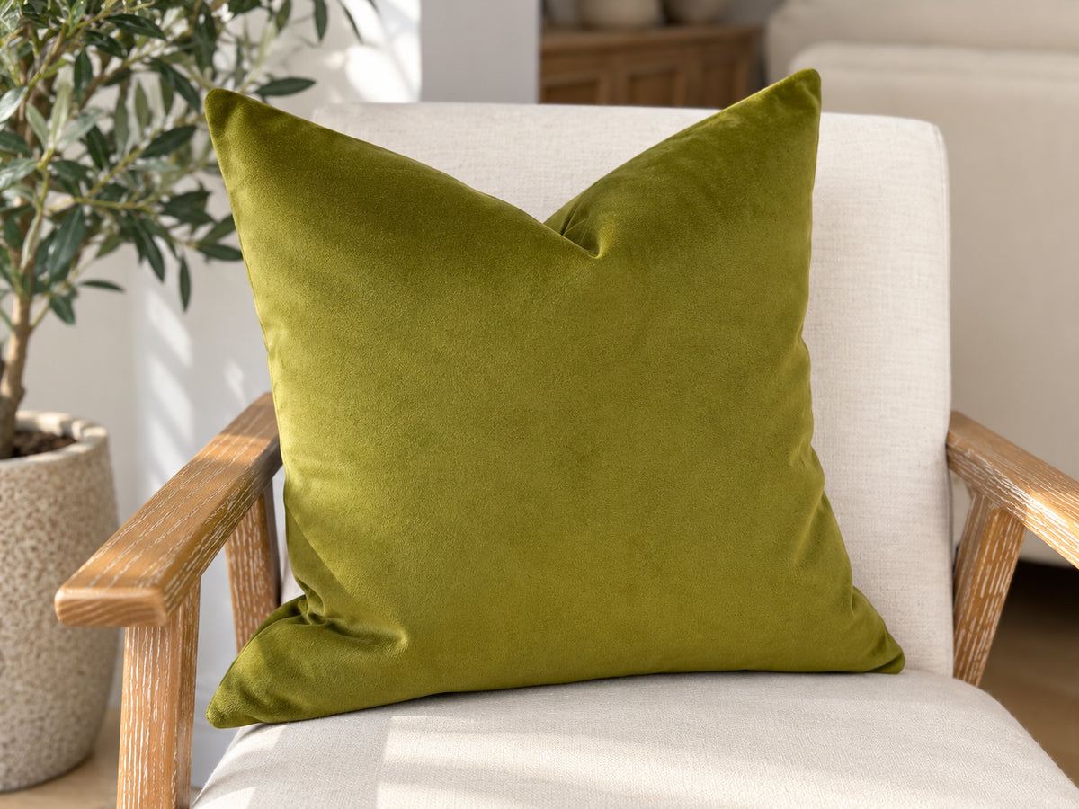 FRESH OLIVE | Green Velvet Cushion