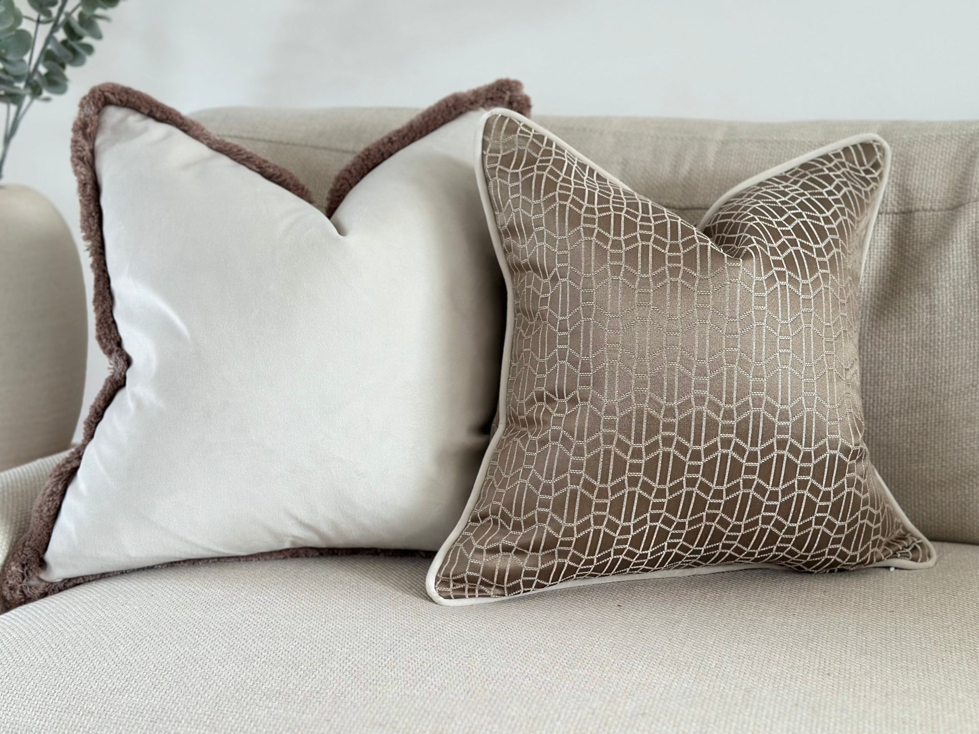 Luxury neutral cushions