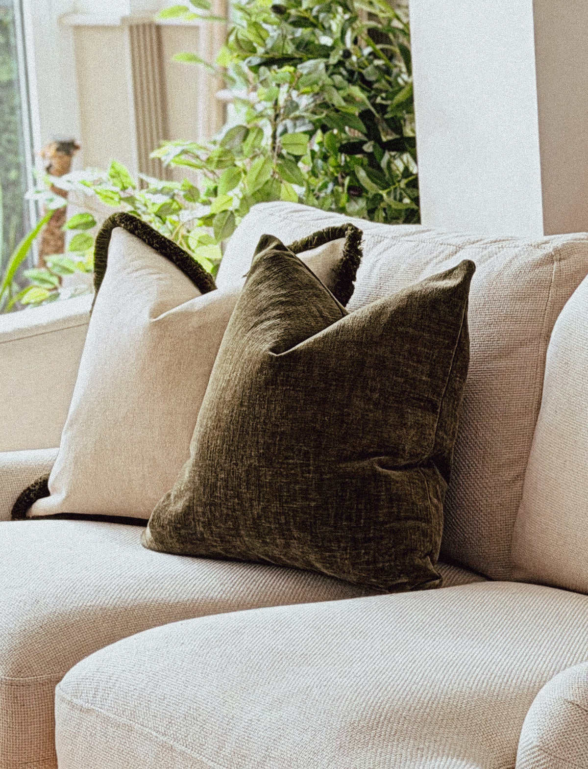 DEEP OLIVE | Green Velvet Cushion