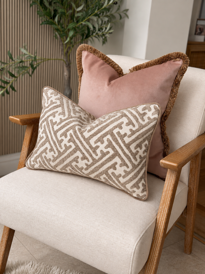 BLUSH VELVET | Fringed Cushion