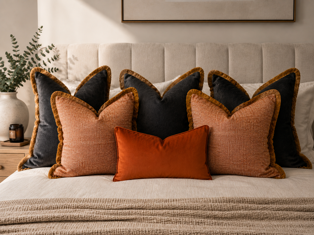 LUXURY CHARCOAL | Velvet Fringed Cushion