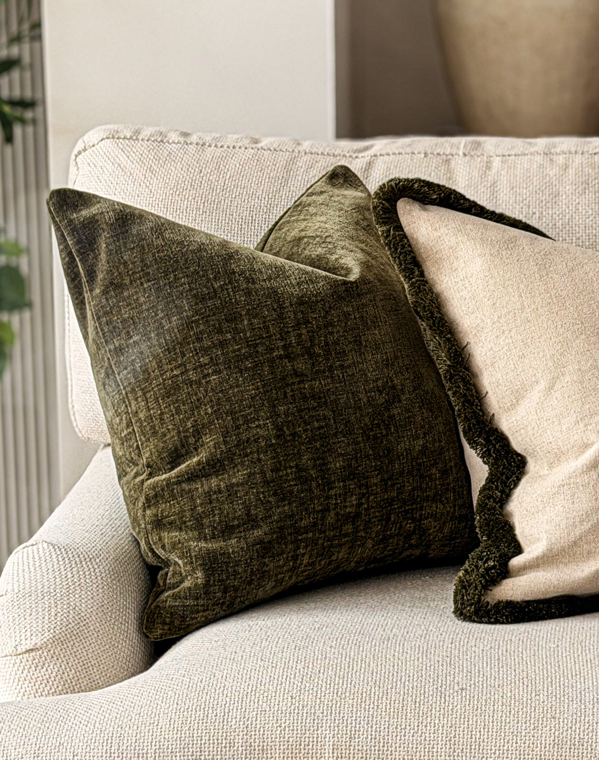 DEEP OLIVE | Green Velvet Cushion