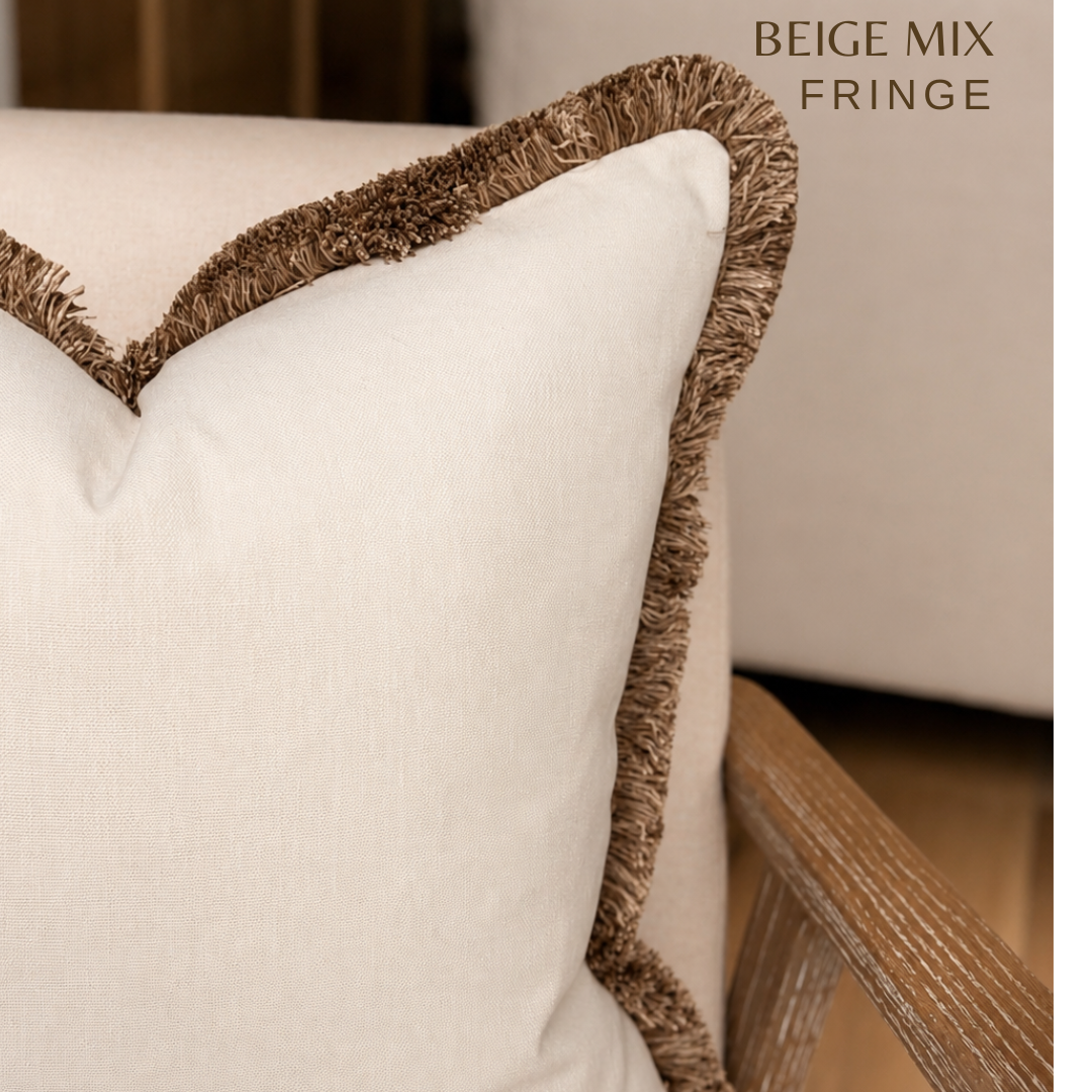 LILY | Light Cream Fringed Cushion