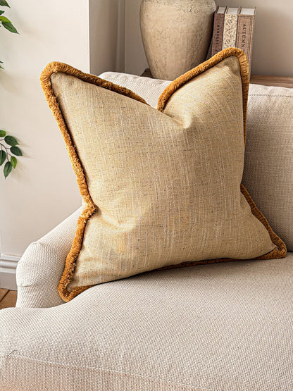OCHRE | Yellow Textured Fringe Cushion