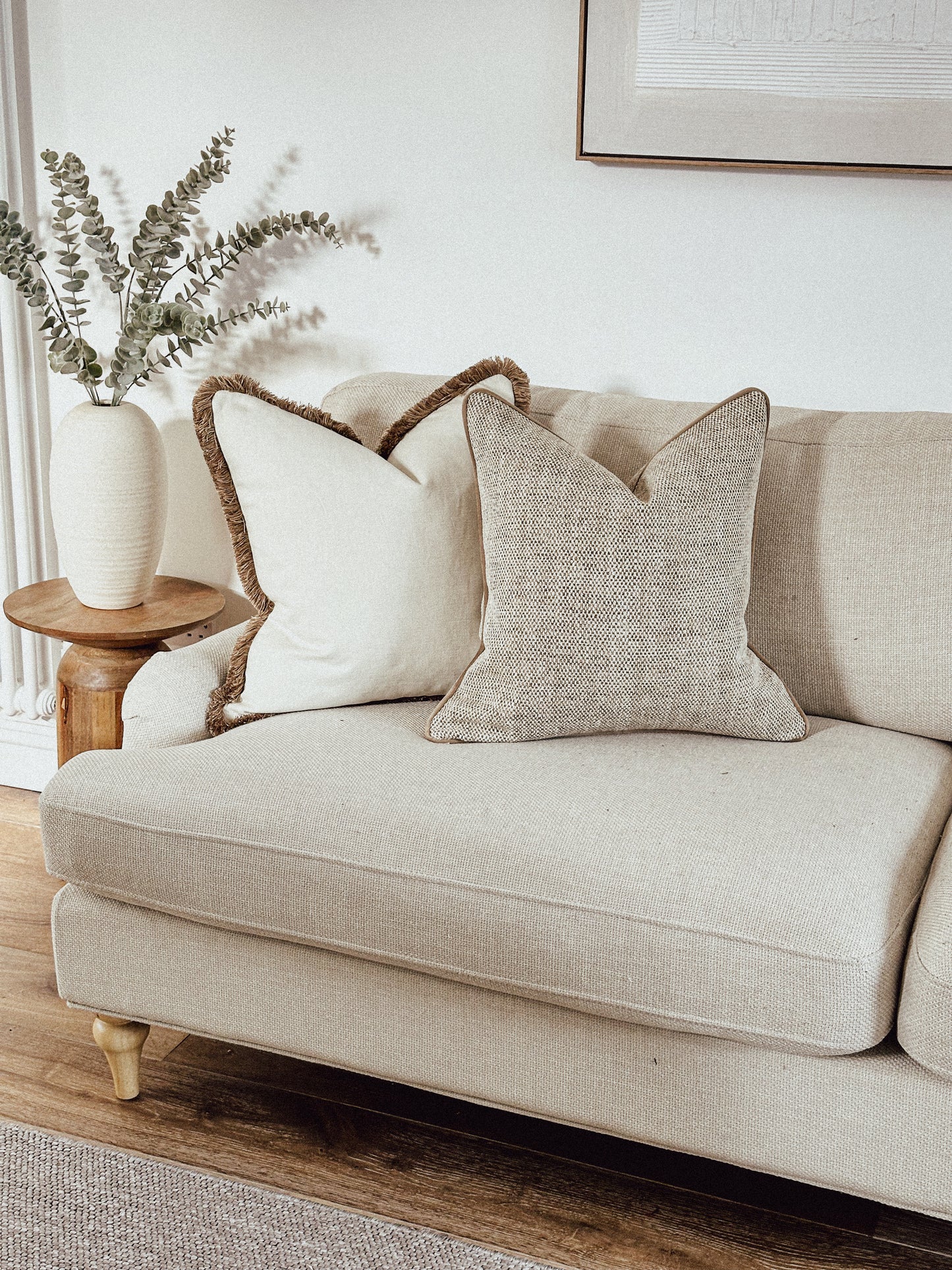 Luxury neutral throw pillows.