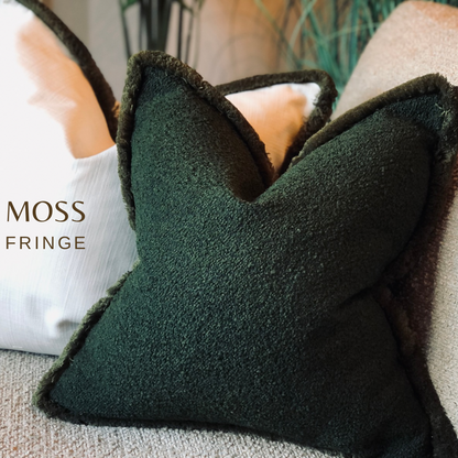 GREEN BOUCLE | Boucle Fringed Cushion
