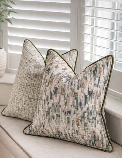 AURA WILLOW | Abstract Cushion - Fringed & Piped