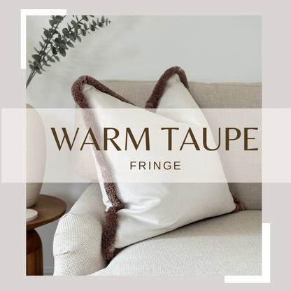 IVORY VELVET | Fringed cushion