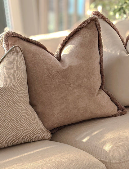 FAWN HAZE | Caramel Beige Fringed Cushion