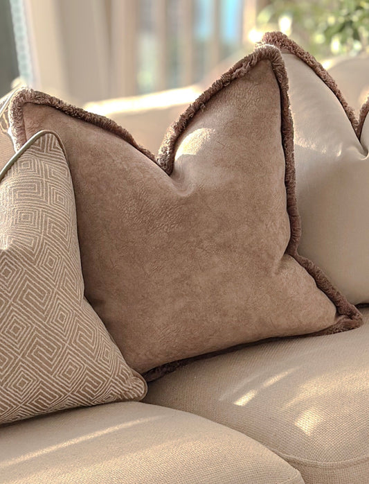 FAWN HAZE | Caramel Beige Fringed Cushion