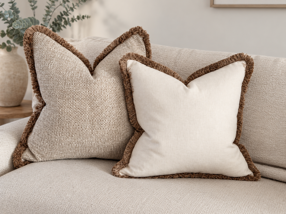 LILY | Light Cream Fringed Cushion