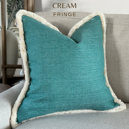 Turquoise cushion - Fringed or piped