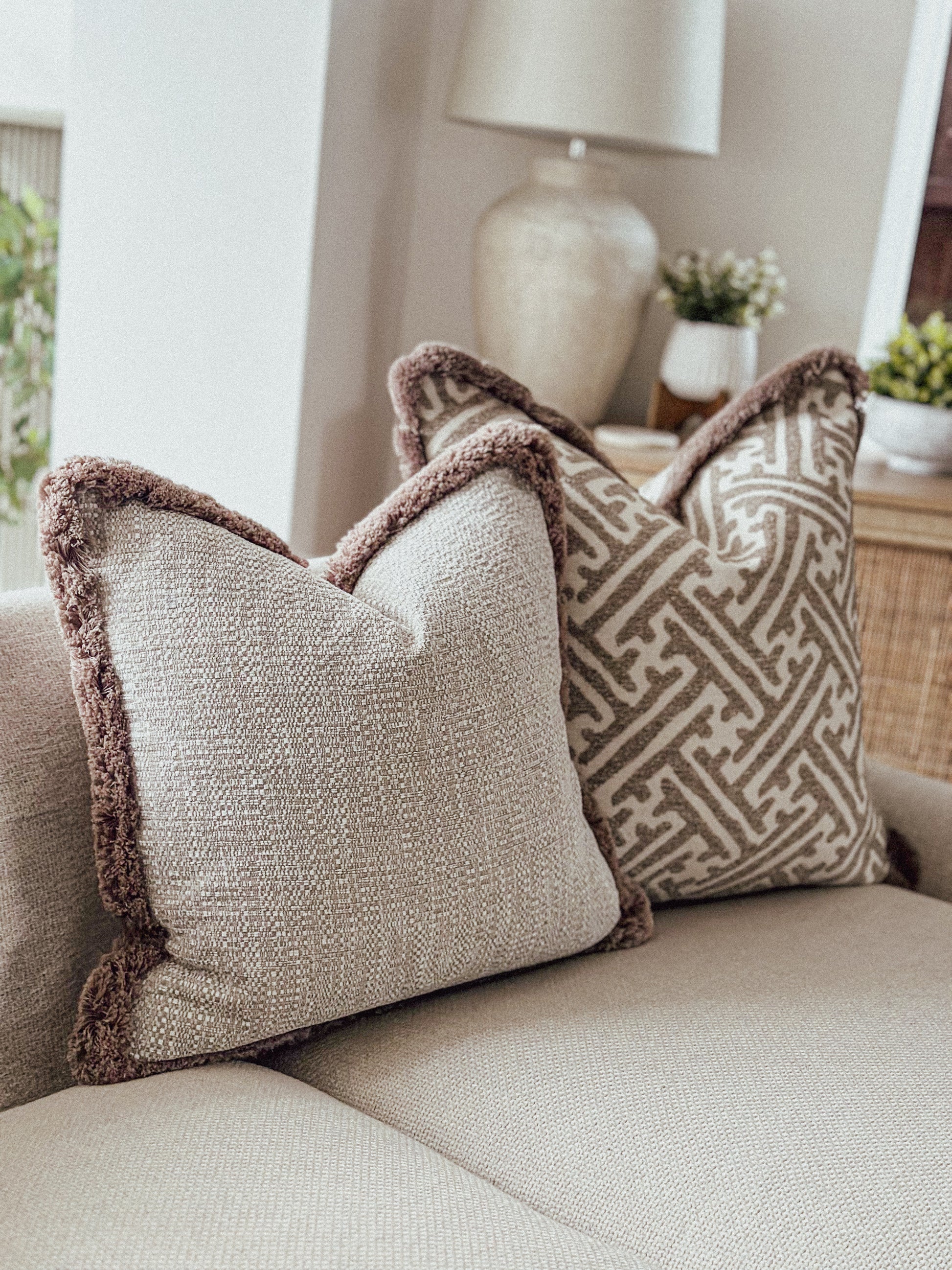 Cosy neutral luxury cushions