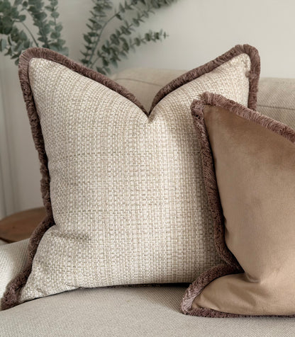 LEXI | Cream Woven Fringed Cushion