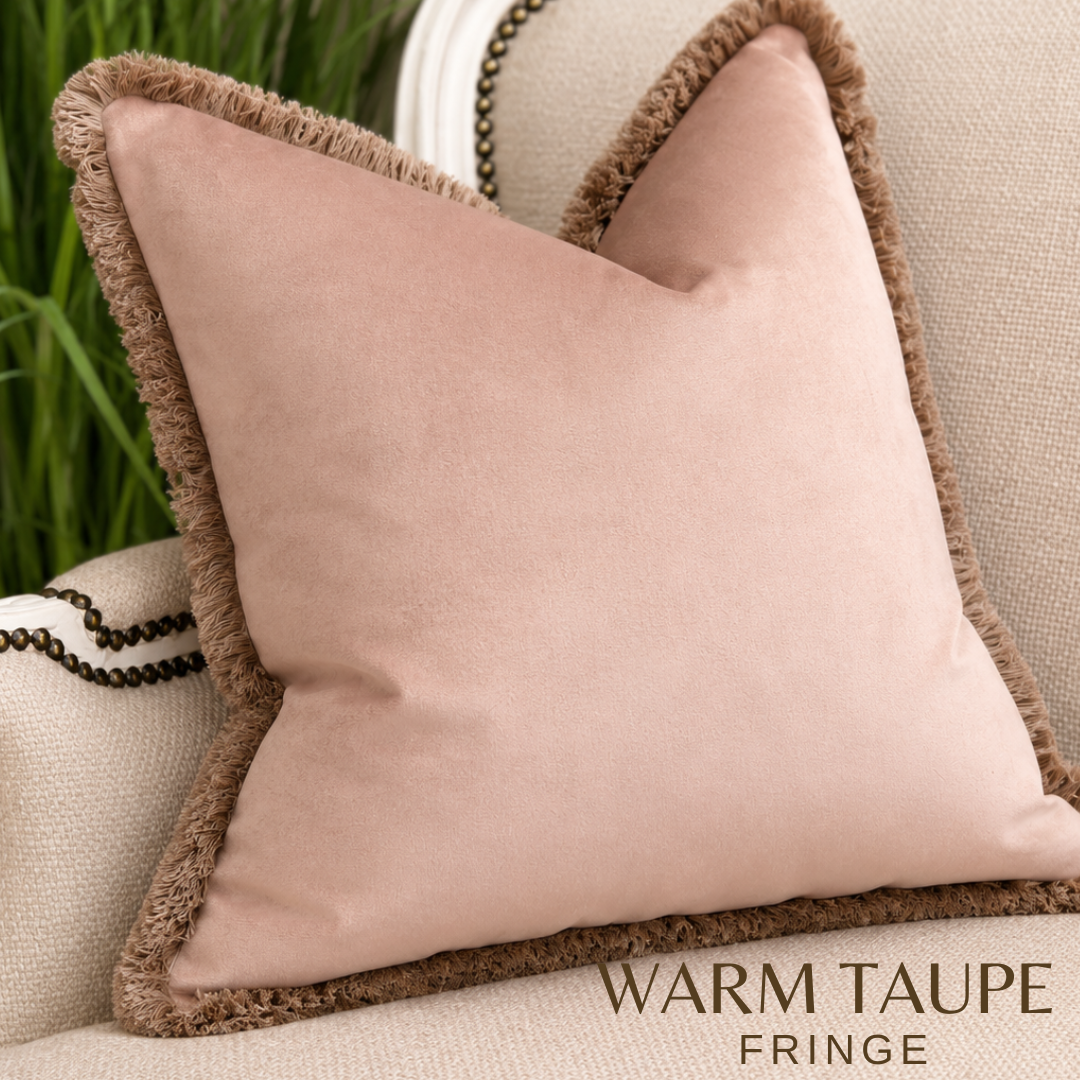 BLUSH VELVET | Fringed Cushion