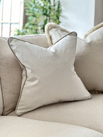 FILEY | Natural Taupe Ticking Stripe Cushion