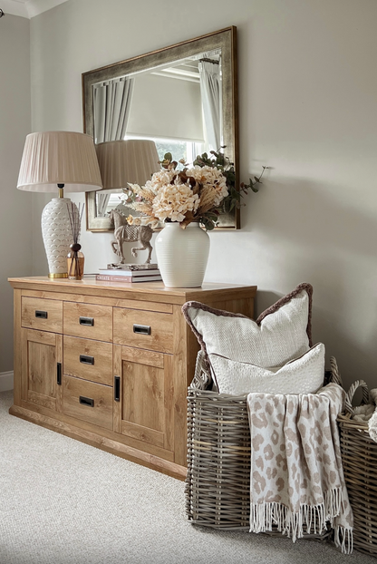 NATURAL HERRINGBONE | Luxury Fringed Cushion