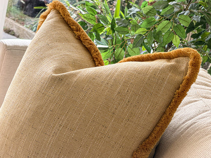 OCHRE | Yellow Textured Fringe Cushion