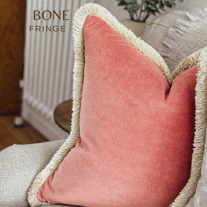 CORAL | Velvet Fringed Cushion